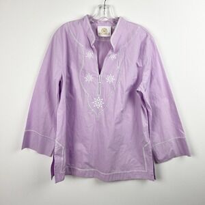 NICO‎ BLU Boho Jacaranda Tunic Sunset Lavender Embroidery Bohemian Top XL Petite